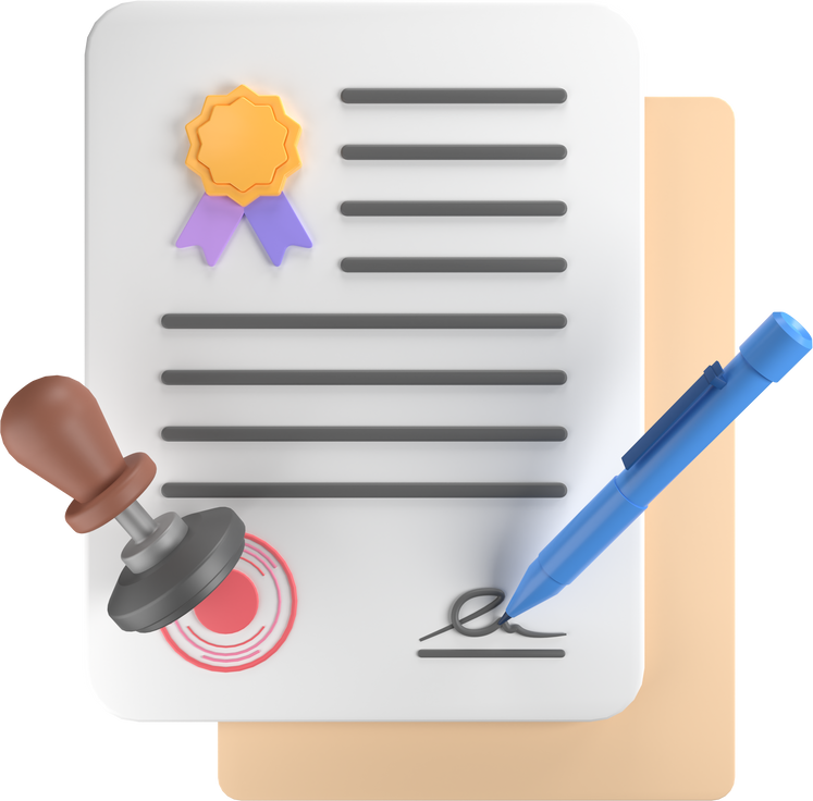 Contract document aggrement 3D illustration