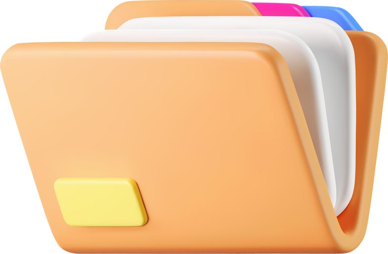 3d orange computer file folder icon